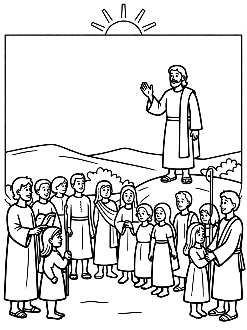 Moses saying goodbye to the Israelites before he dies.