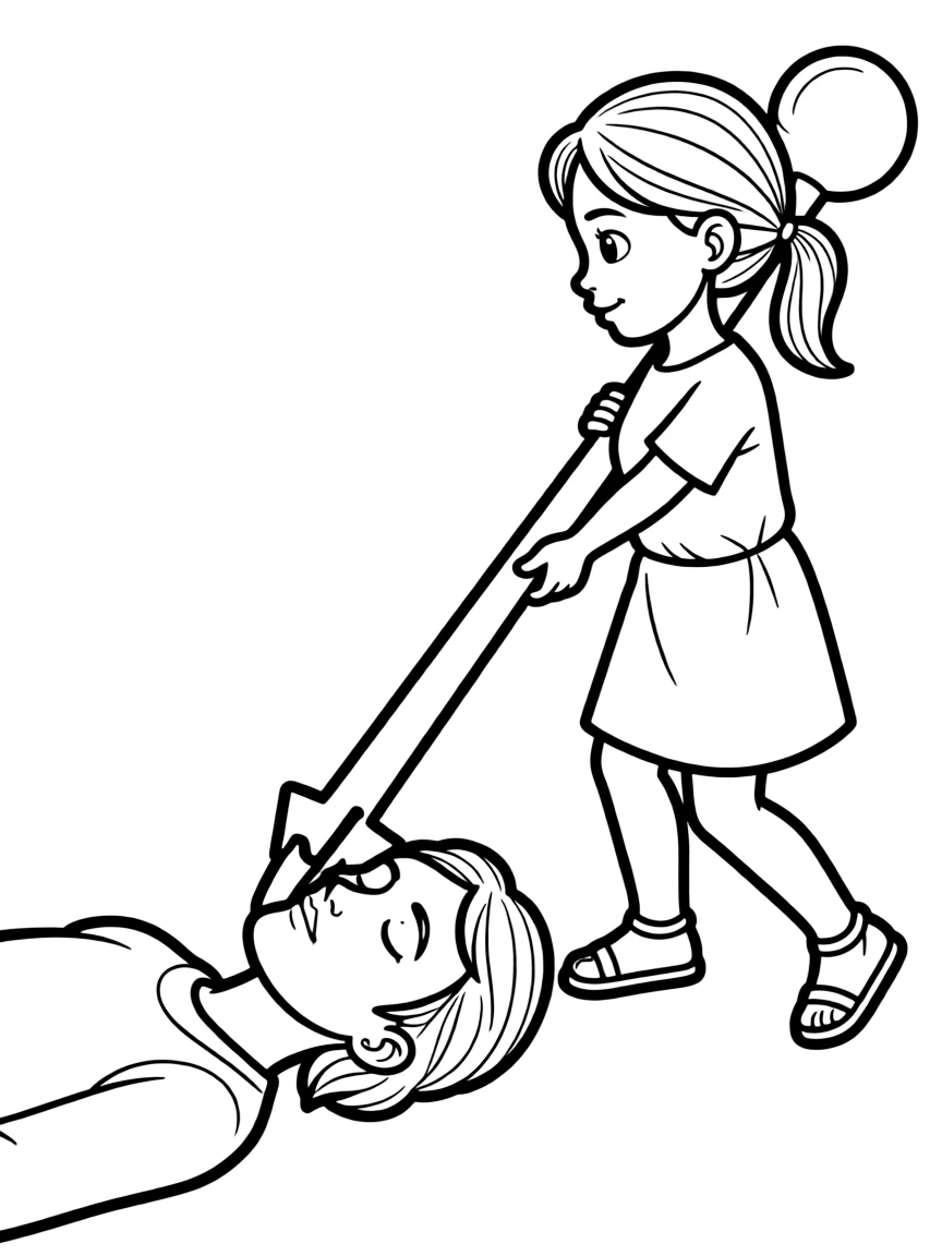 Jael driving a tent peg through Sisera's head (simplified for kids).