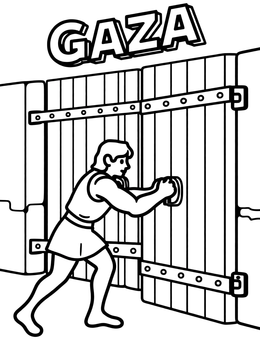 Samson pushing the gates of Gaza.