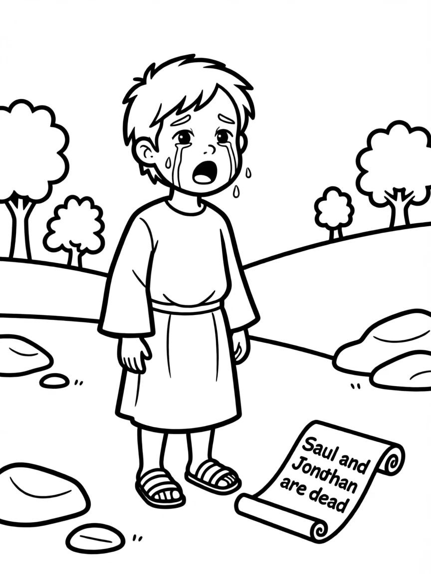 David crying after hearing of Saul and Jonathan's death.