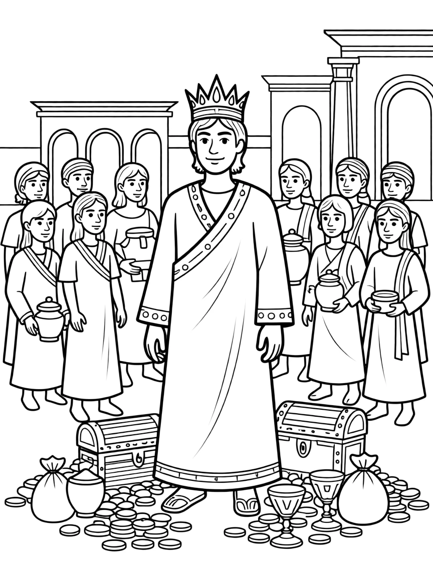 Solomon's glory, with riches and many visitors.