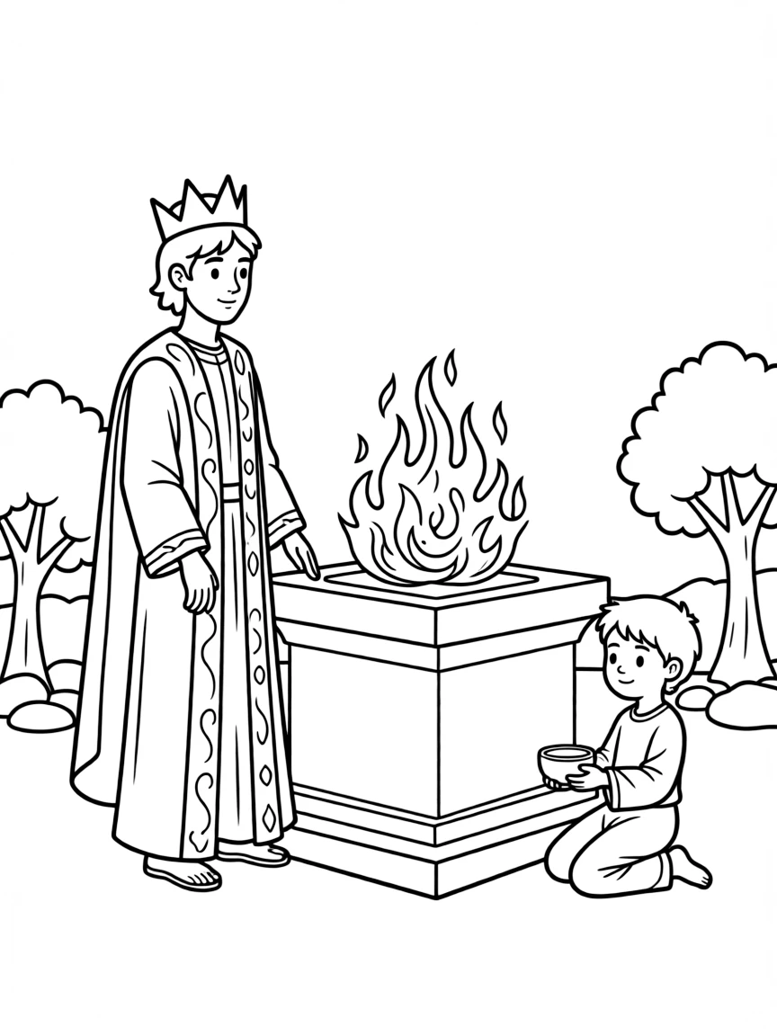 King Ahaz sacrificing his son in the fire.