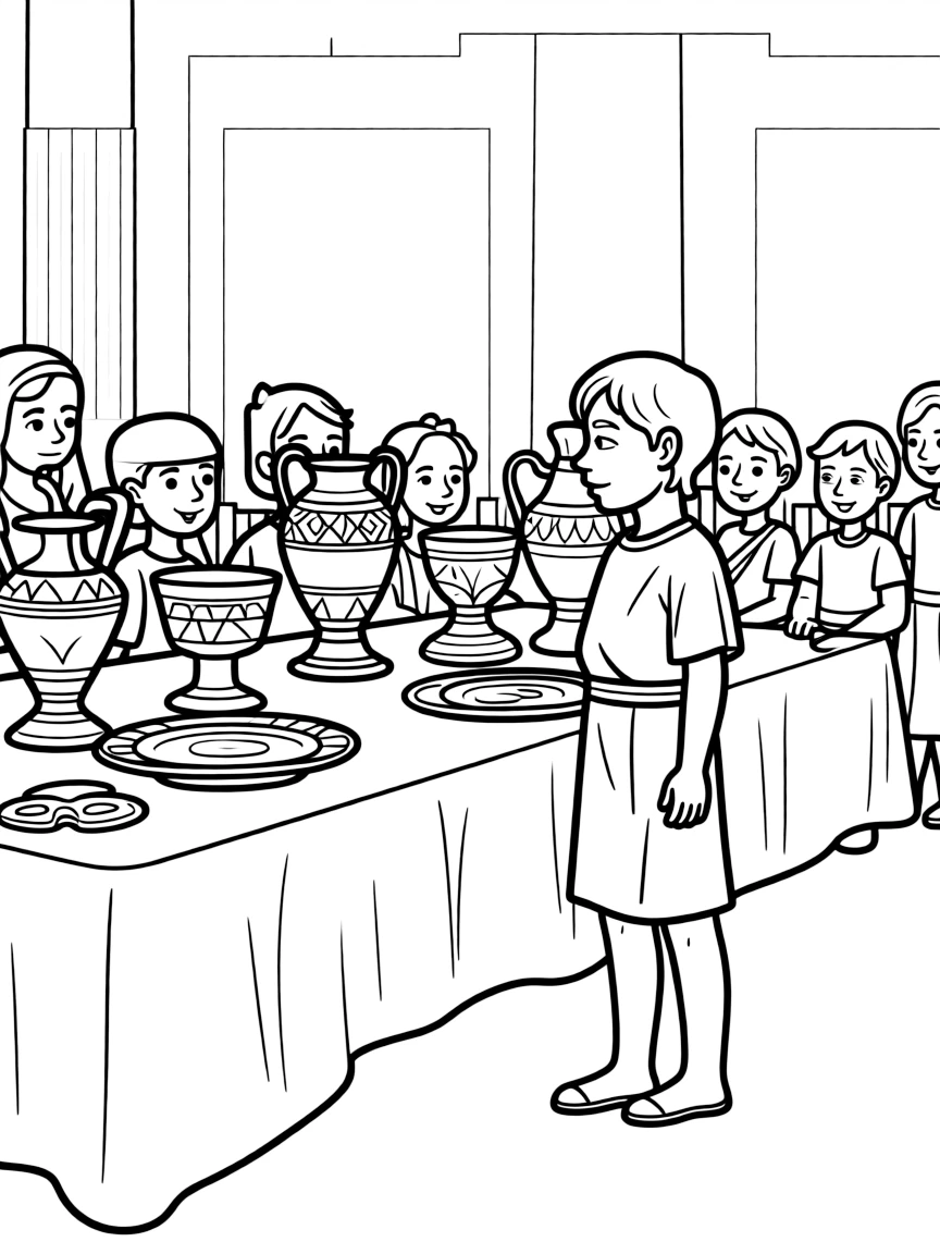Belshazzar's feast, with valuable vessels from the temple.