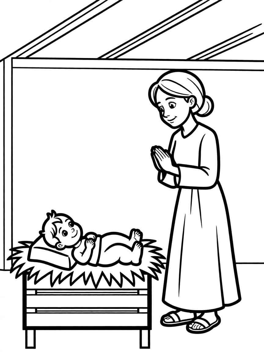 Anna the prophetess also seeing baby Jesus and giving thanks.