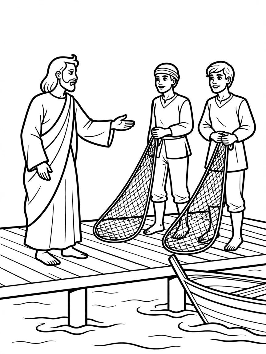 Jesus calling Simon Peter and Andrew to be fishers of men.