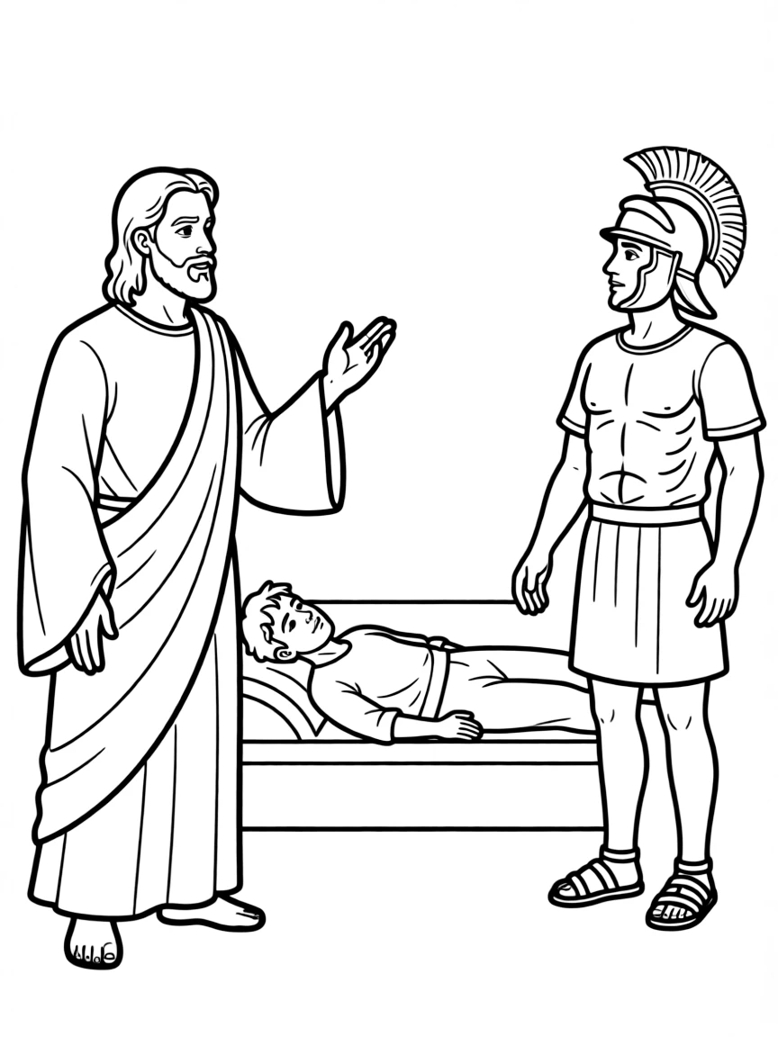 Jesus healing a centurion's servant from afar.