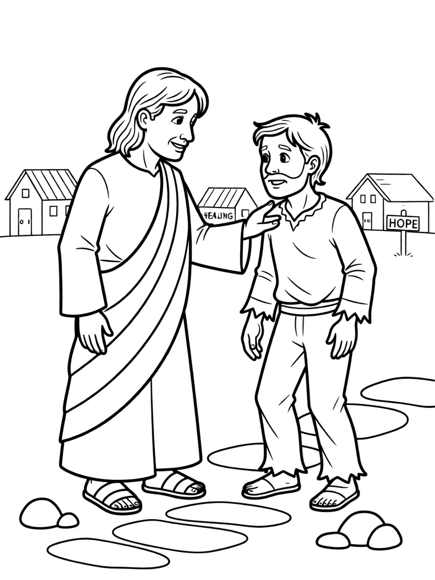 Jesus healing a leper with a touch.