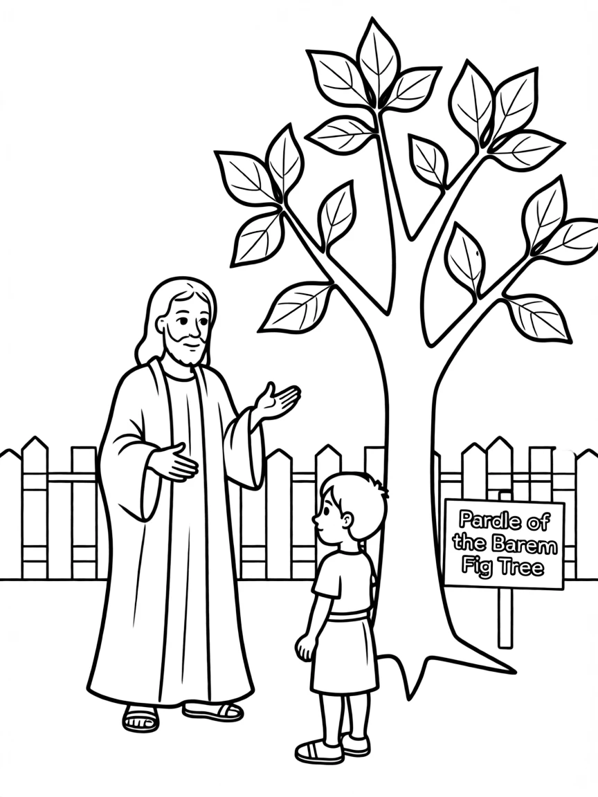 Jesus telling the parable of the barren fig tree.
