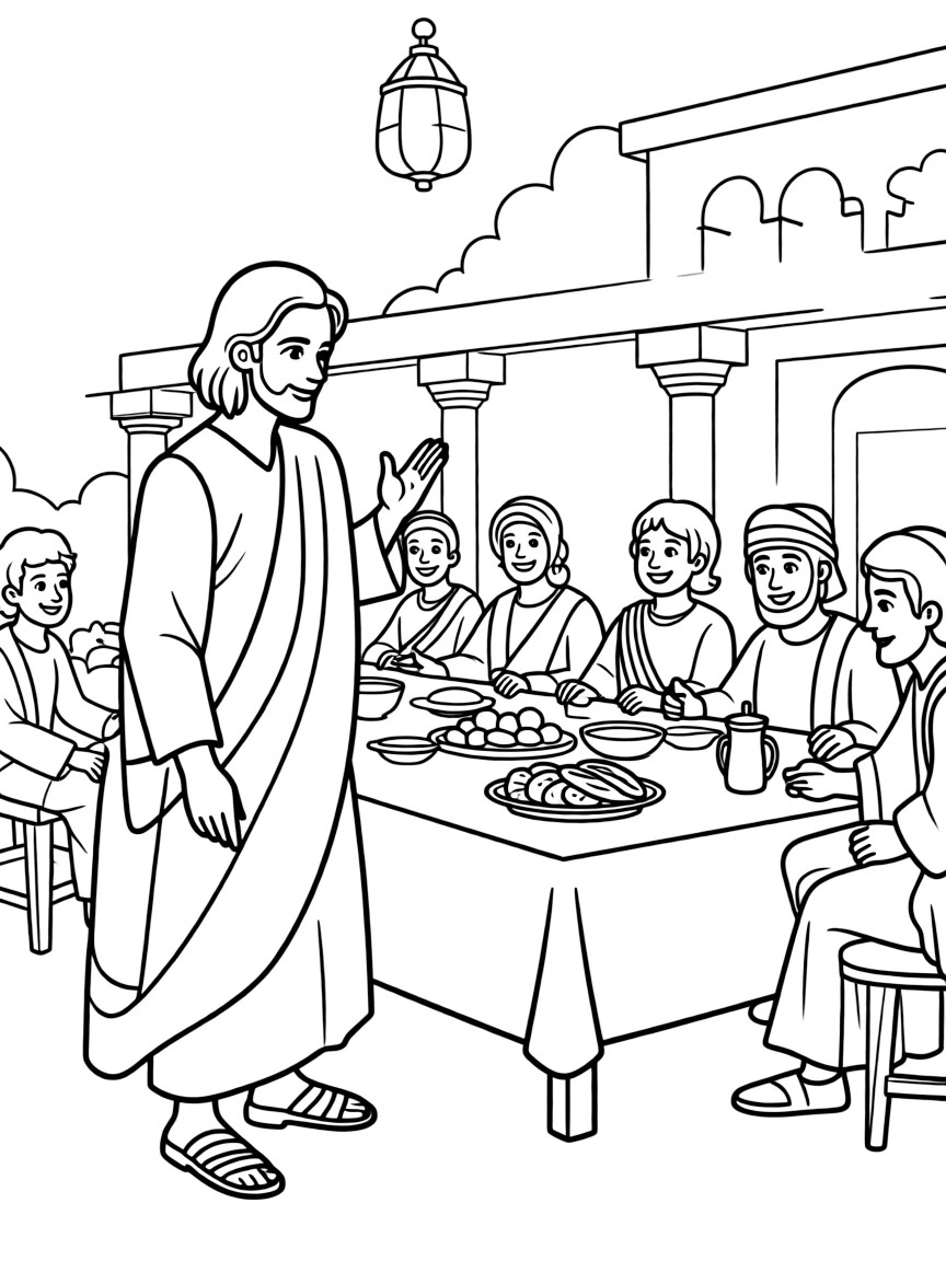 Jesus telling the parable of the great banquet.