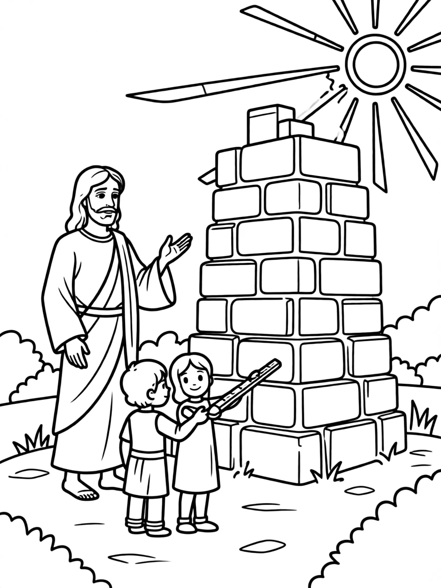 Jesus teaching about counting the cost before building a tower.
