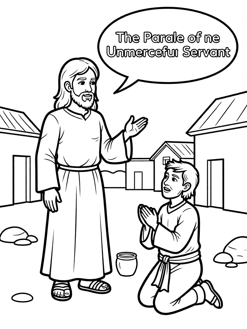 Jesus telling the parable of the unmerciful servant.