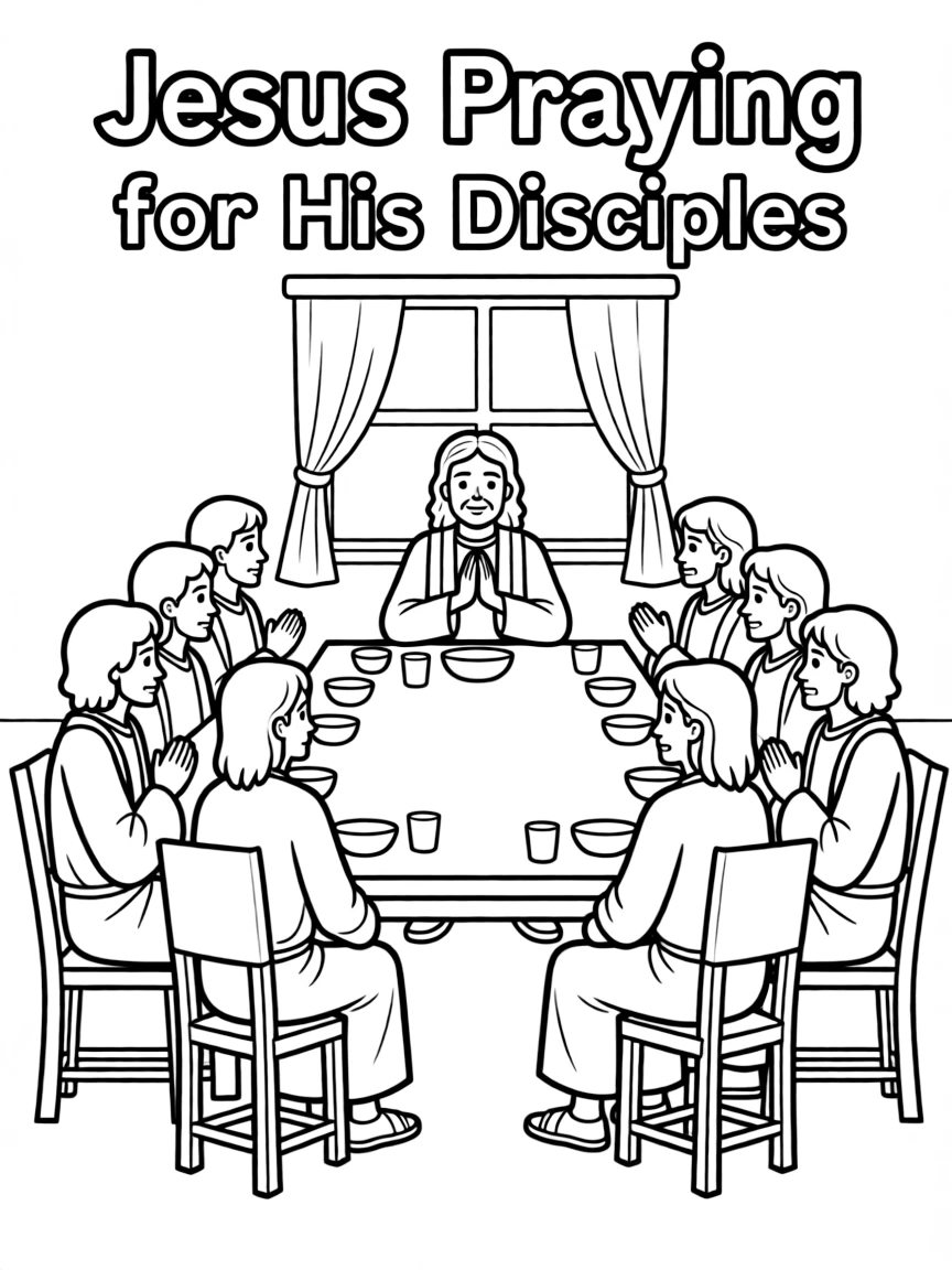 Jesus praying for his disciples in the upper room.