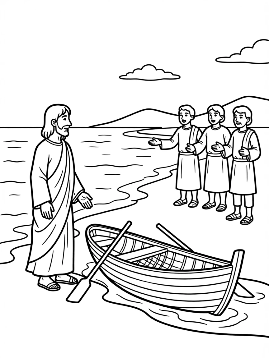 Jesus appearing to the disciples by the Sea of Tiberias.