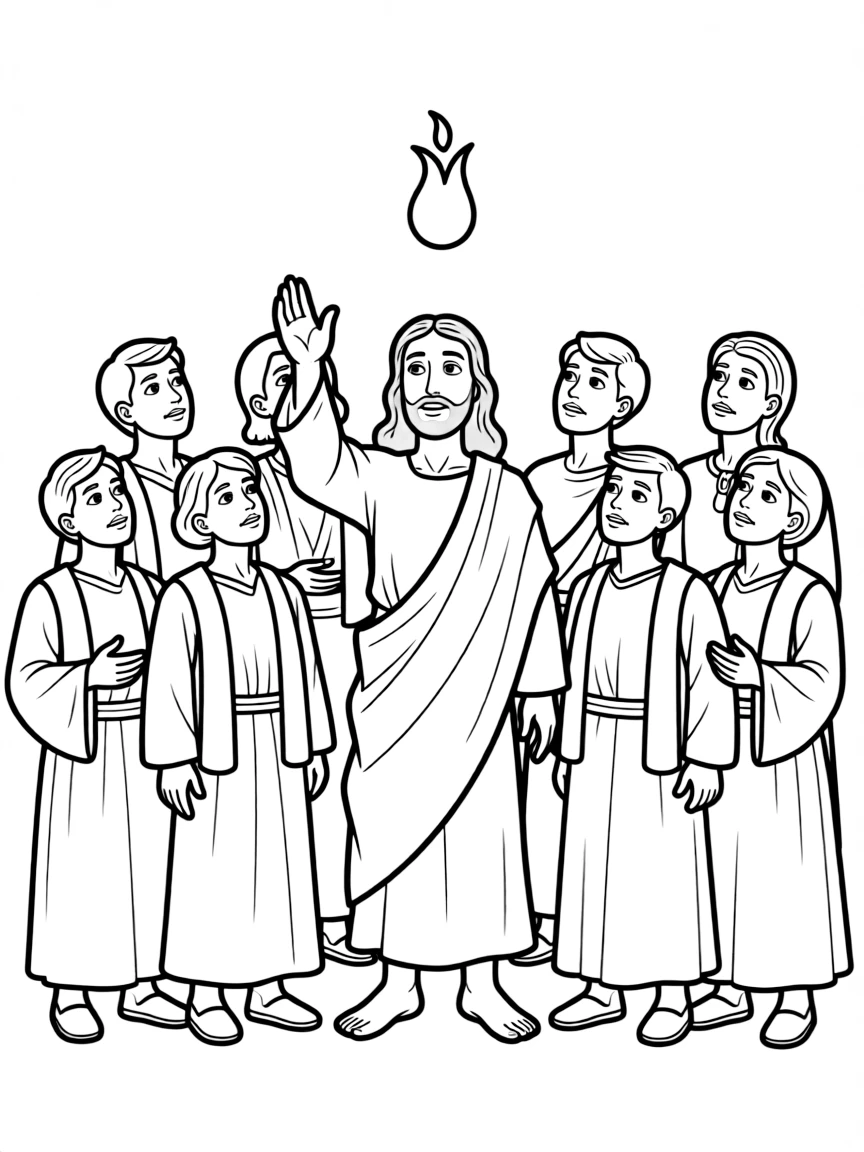 Jesus giving the Holy Spirit to his disciples.