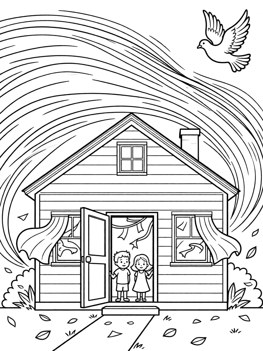 The sound of a mighty rushing wind filling the house at Pentecost.