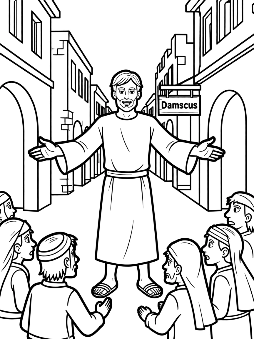 Paul preaching boldly in Damascus, confounding the Jews.
