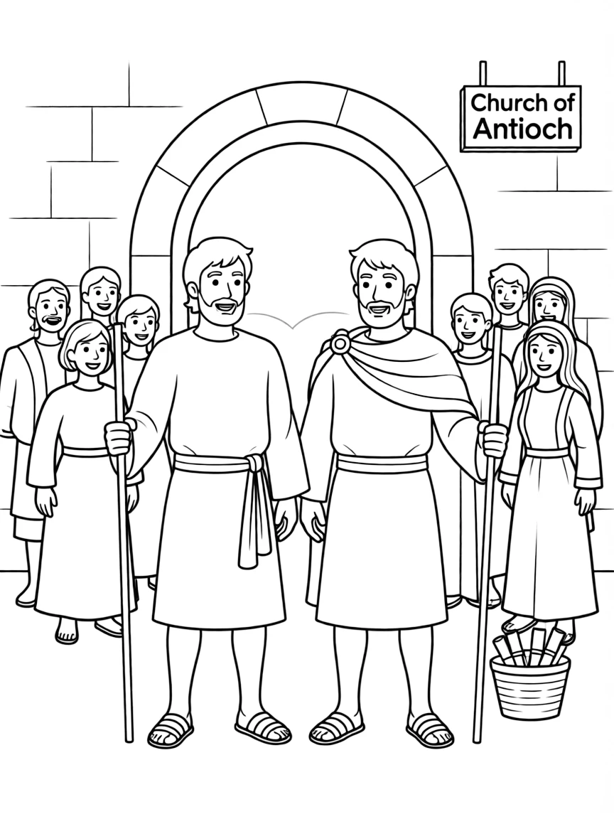 Paul and Barnabas being sent out by the church in Antioch.