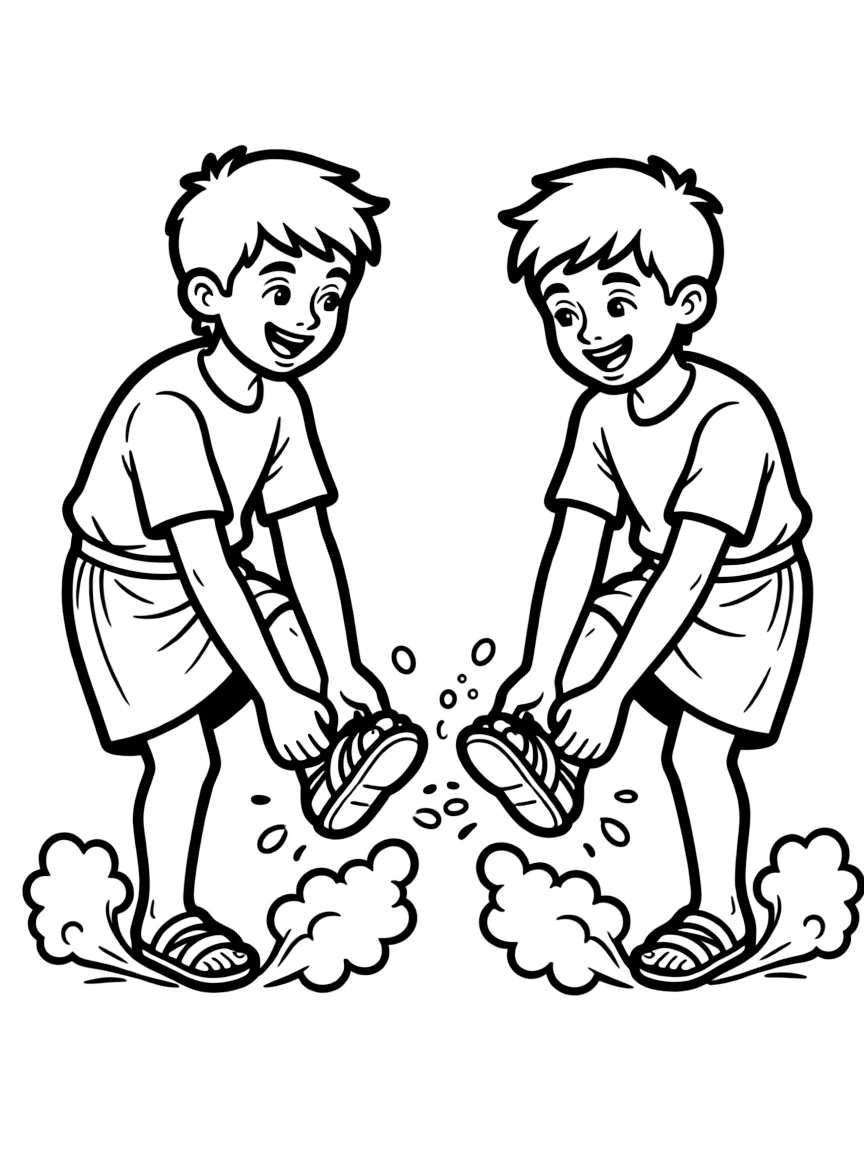 Paul and Barnabas shaking the dust off their feet.