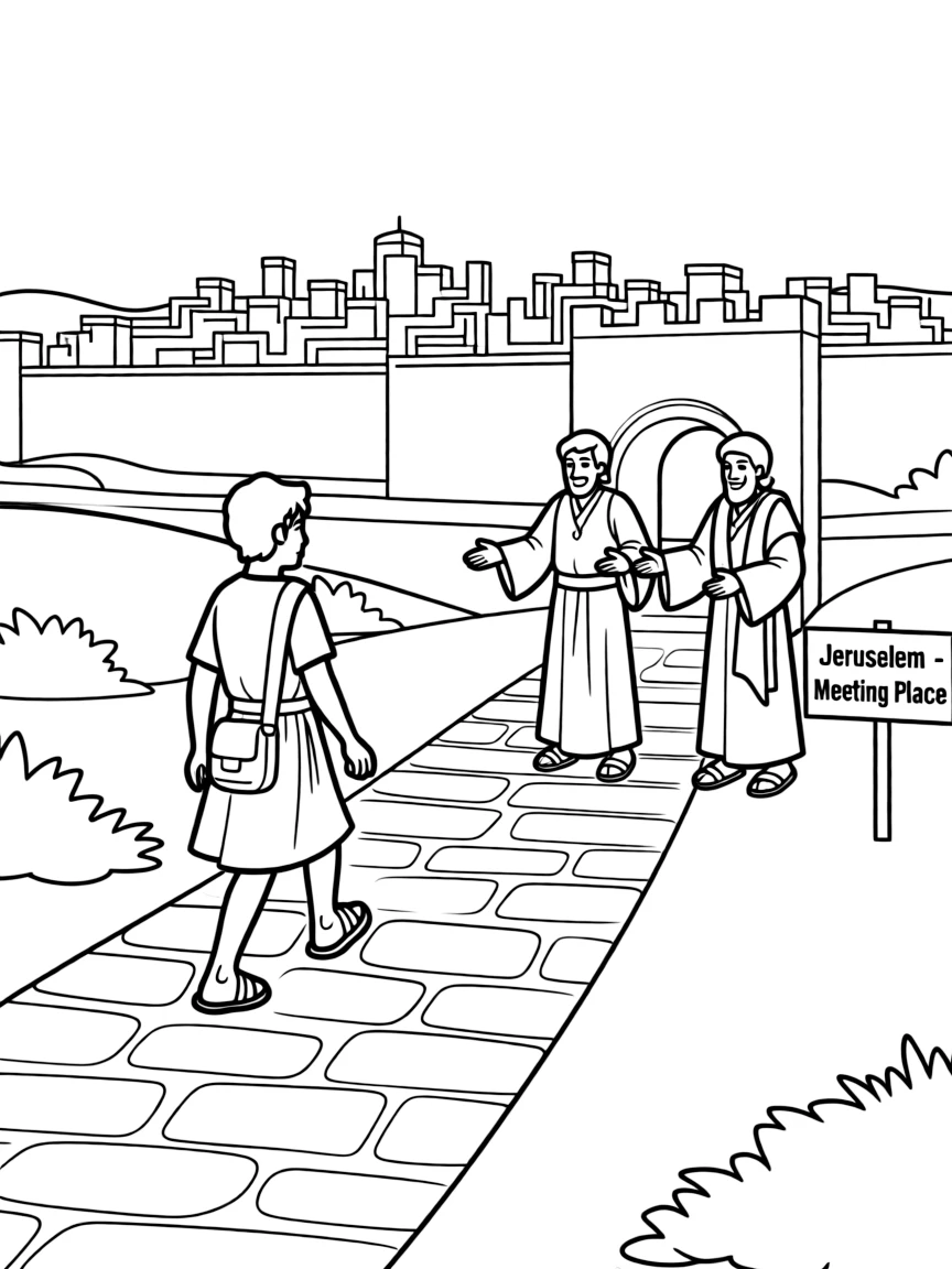 Paul going to Jerusalem to discuss the Gentiles with the apostles.