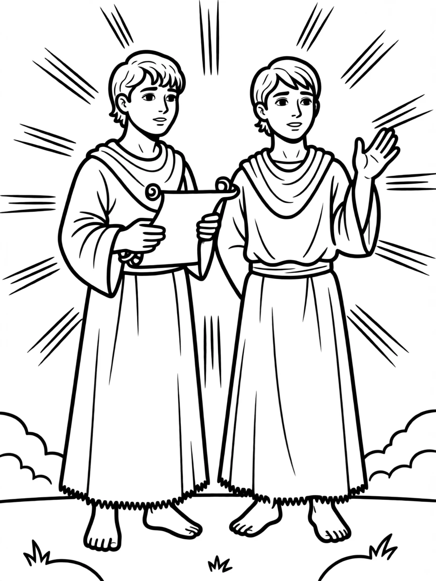 The two witnesses dressed in sackcloth, prophesying.