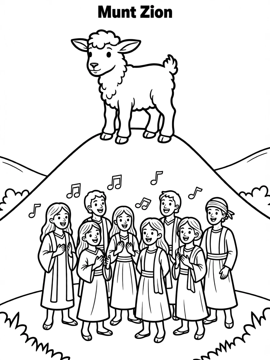 The Lamb standing on Mount Zion, with the redeemed singing a new song.