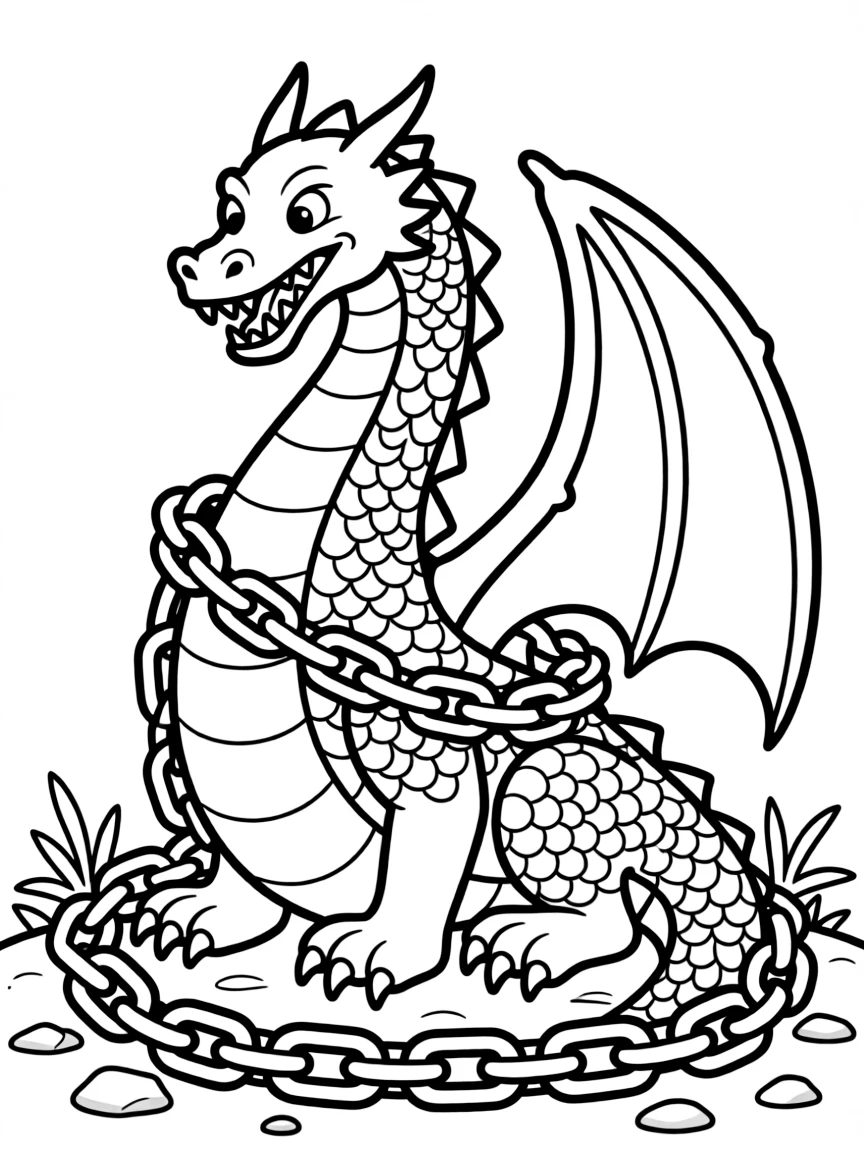The dragon, Satan, bound with a great chain for a thousand years.