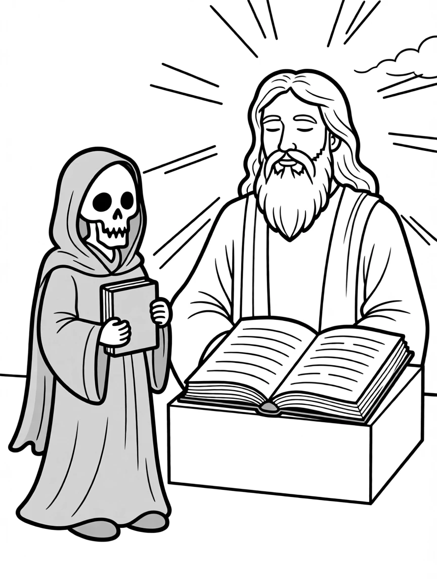 The dead standing before God, with books being opened.