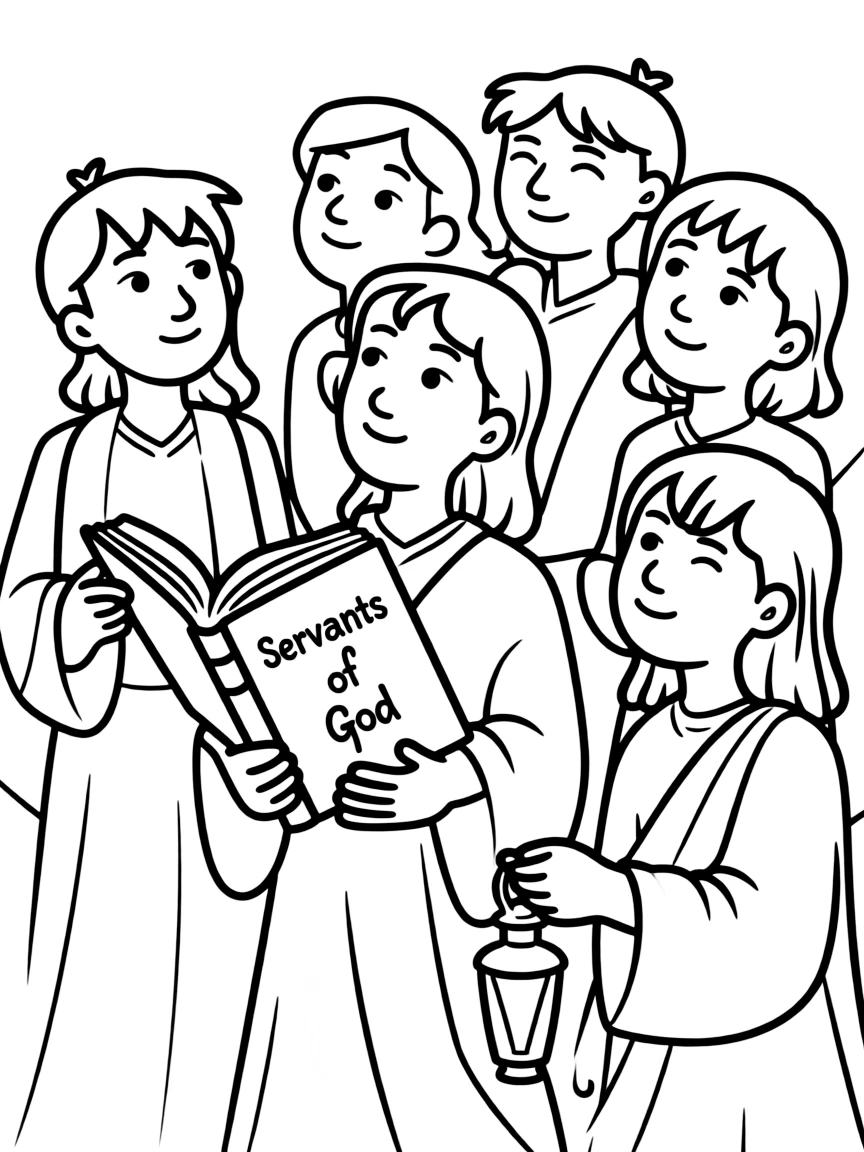 Servants of God serving Him, seeing His face.