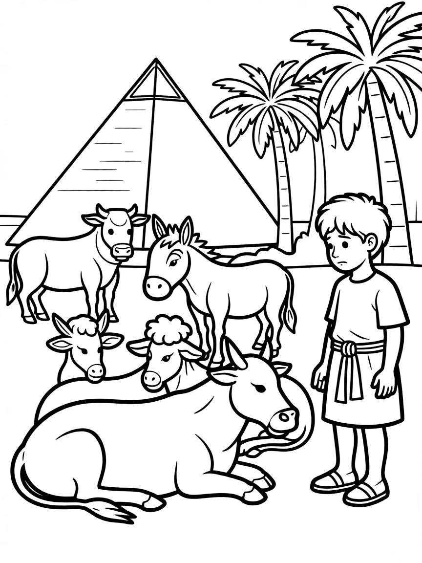 The ten plagues in Egypt: livestock dying.