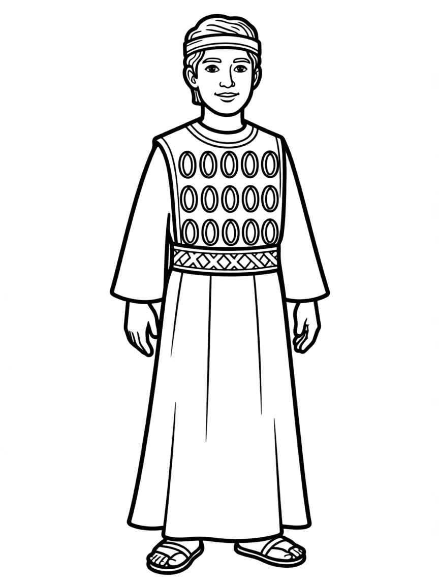 The high priest wearing the ephod with precious stones.