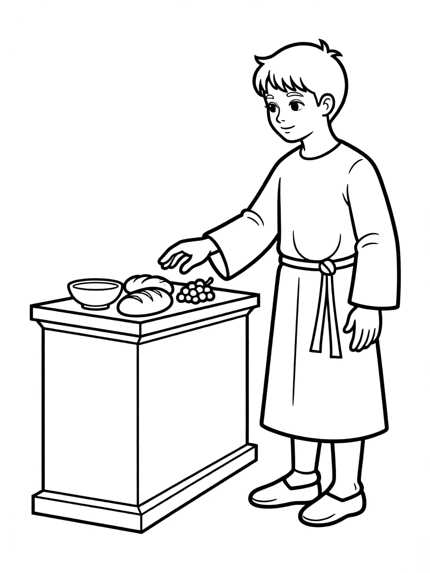 Aaron offering sacrifices at the altar.