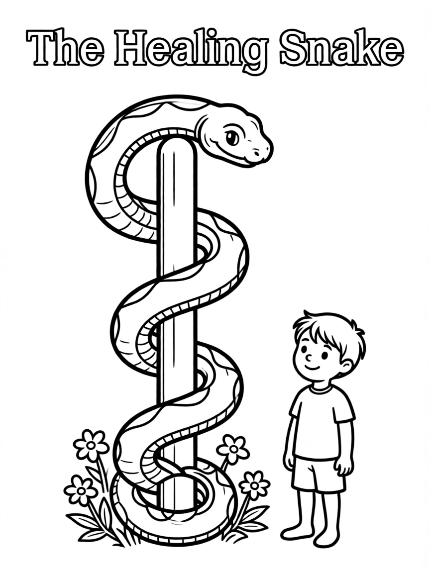 The bronze snake on a pole, healing those who look at it.