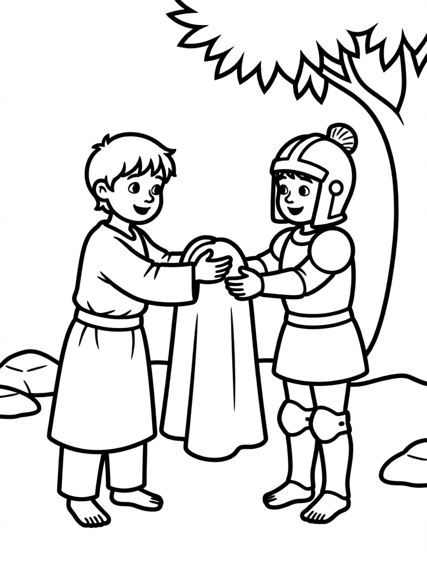 Jonathan giving David his robe and armor.