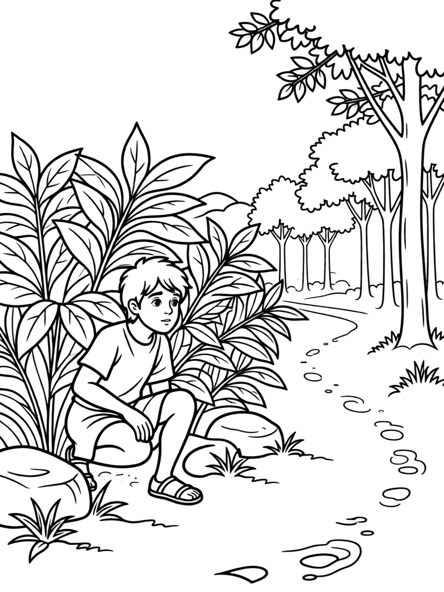 David fleeing from Saul, hiding in the wilderness.