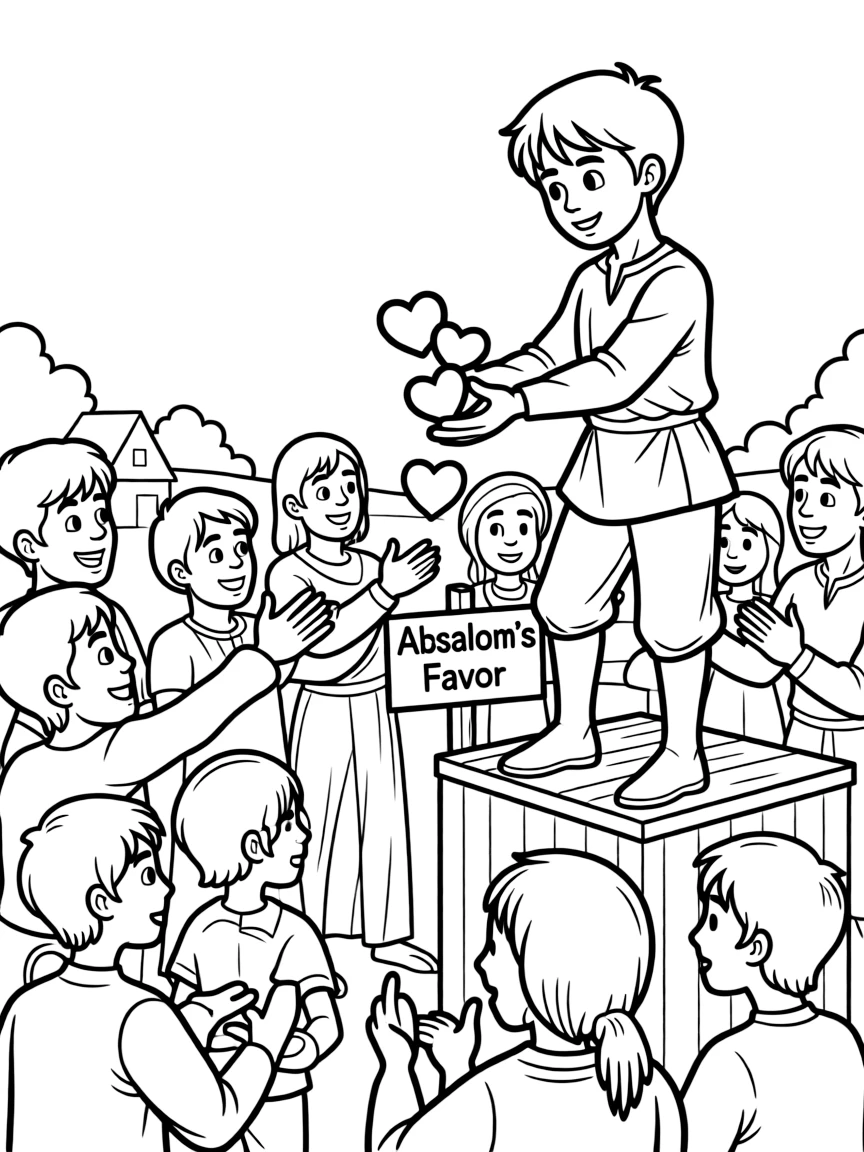David's son Absalom stealing the hearts of the people.