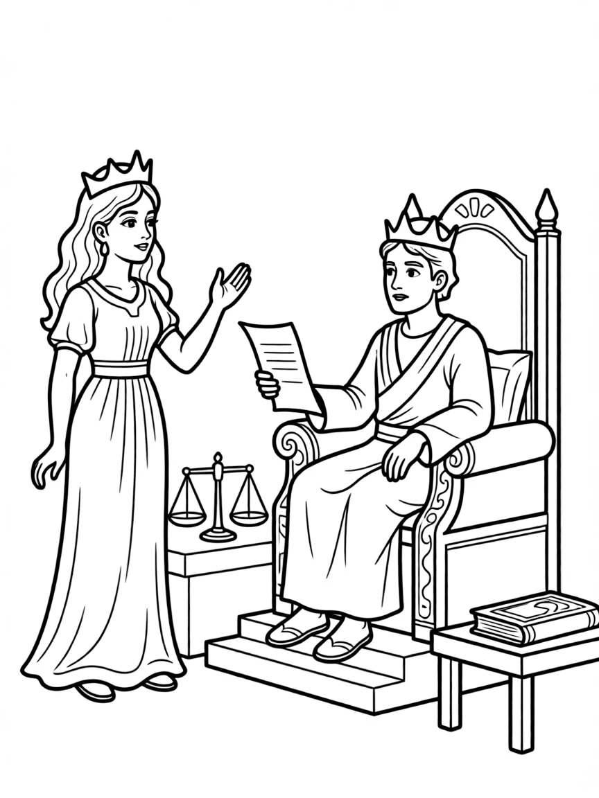 The Queen of Sheba testing Solomon with hard questions.