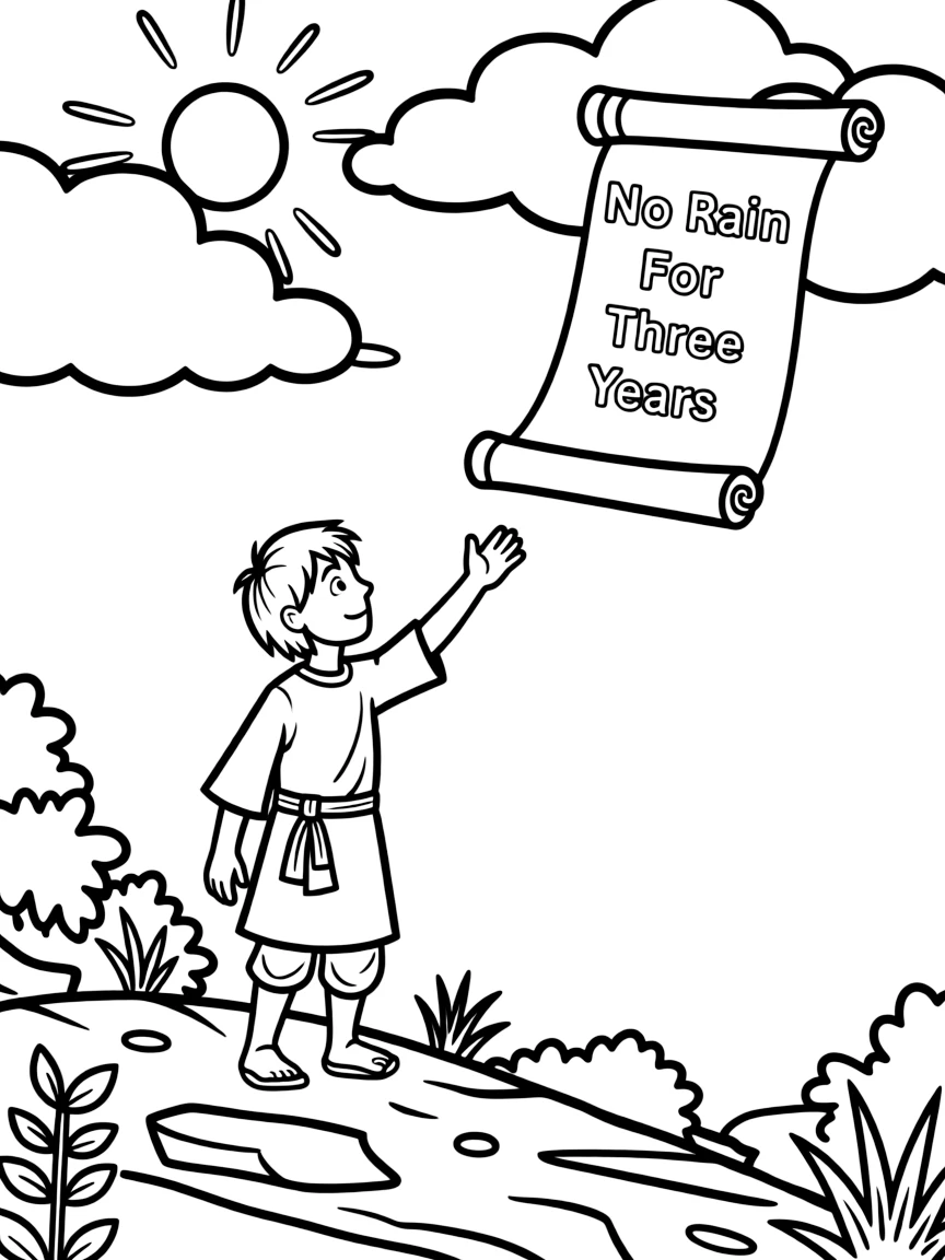 Elijah sealing up the sky so it won't rain for three years.