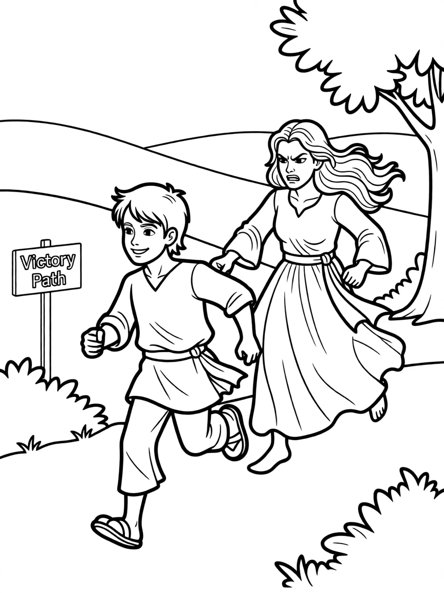 Elijah running from Jezebel after his great victory.