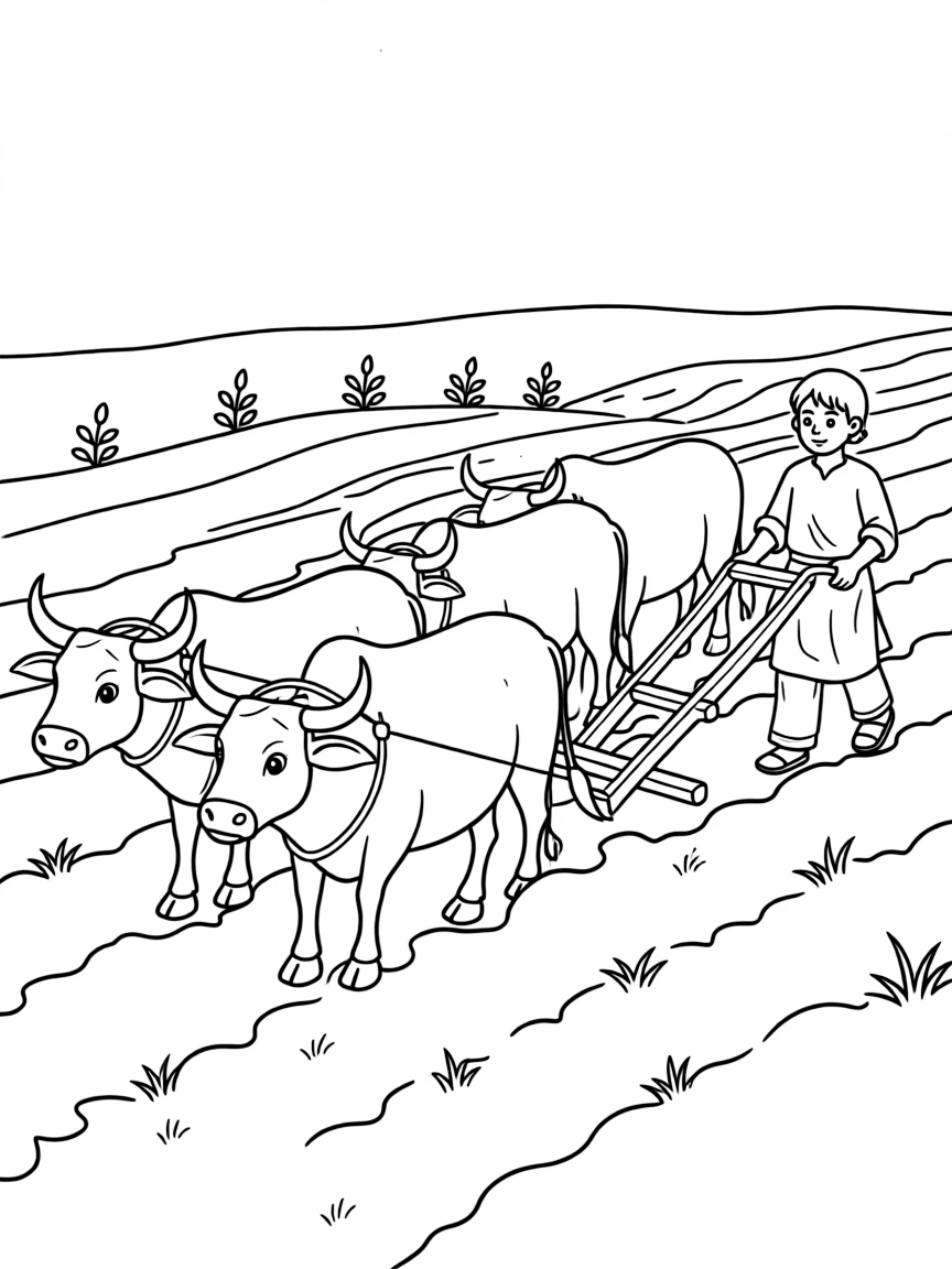 Elijah finding Elisha plowing with twelve yoke of oxen.