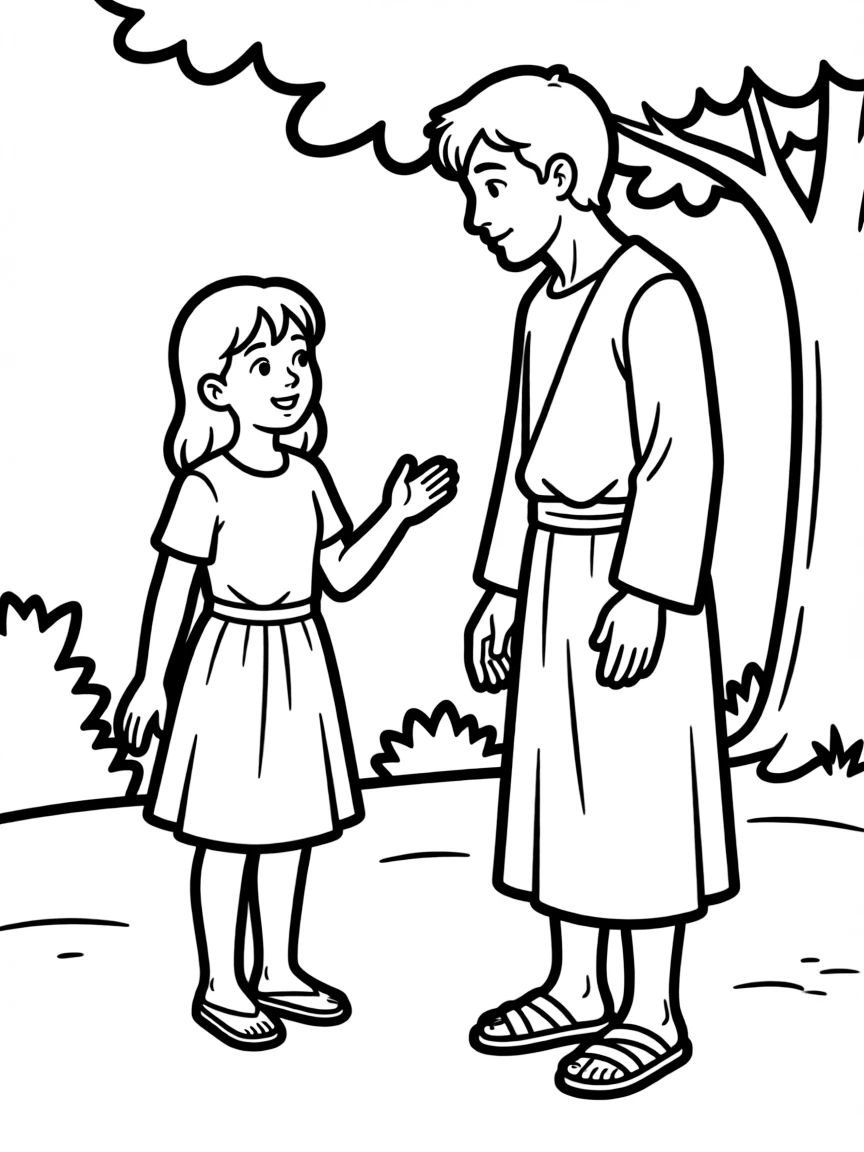 Naaman's servant girl telling him about Elisha.