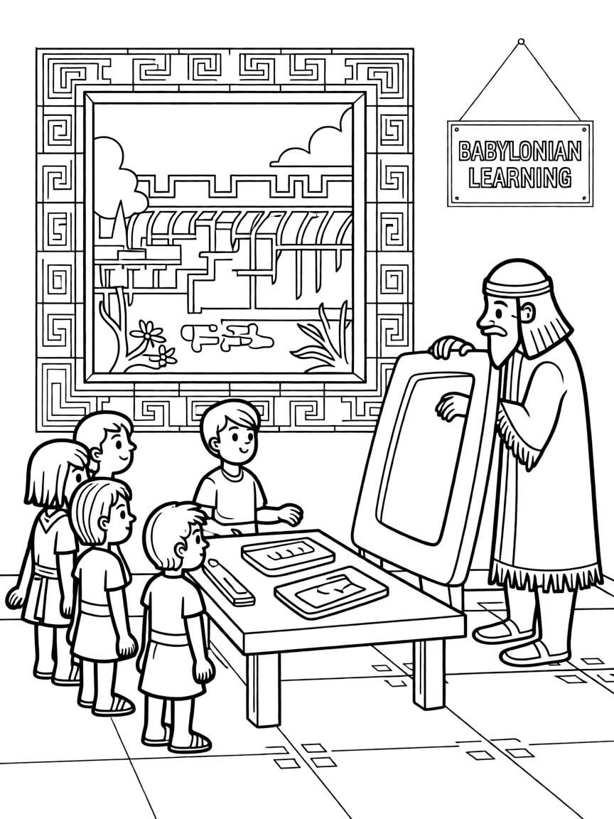 Daniel and his friends being educated in Babylon.