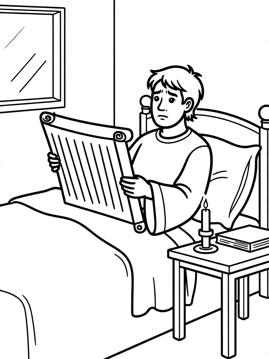 King Ahasuerus having trouble sleeping and reading the records.