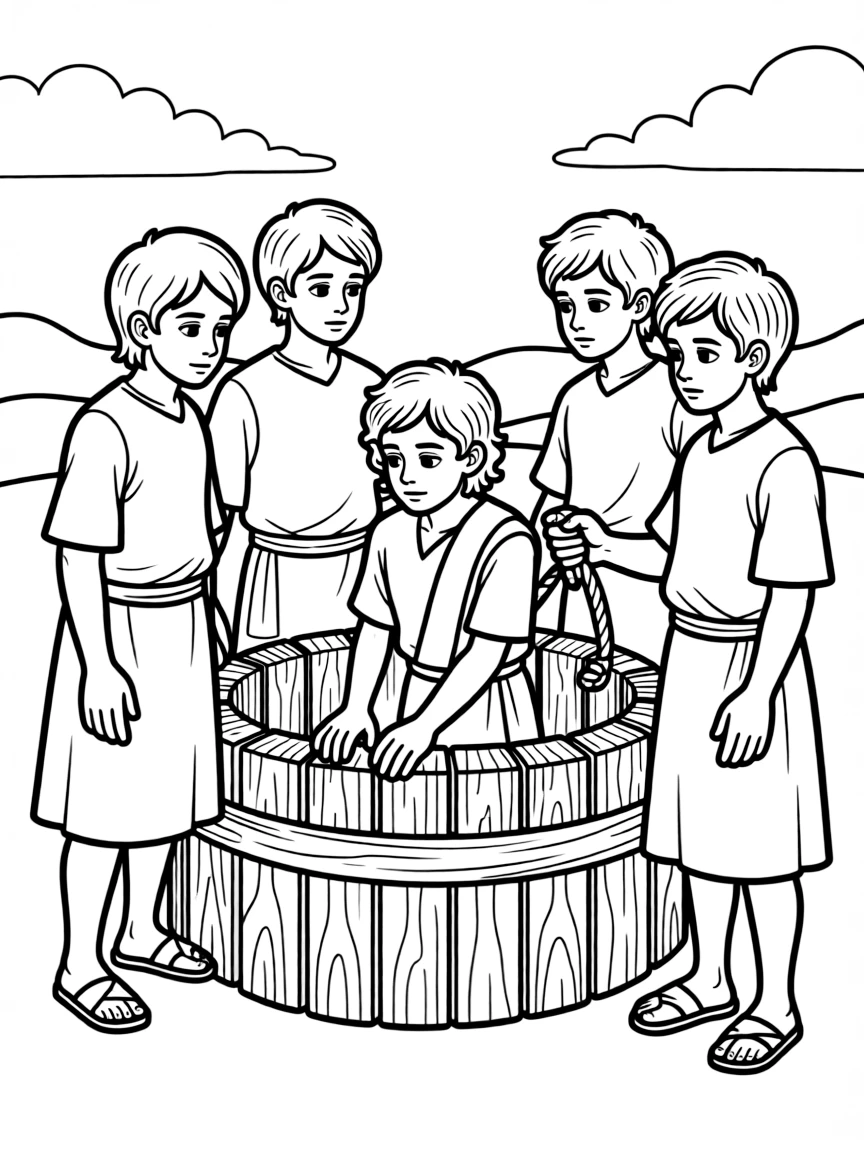 Joseph being sold into slavery by his brothers.