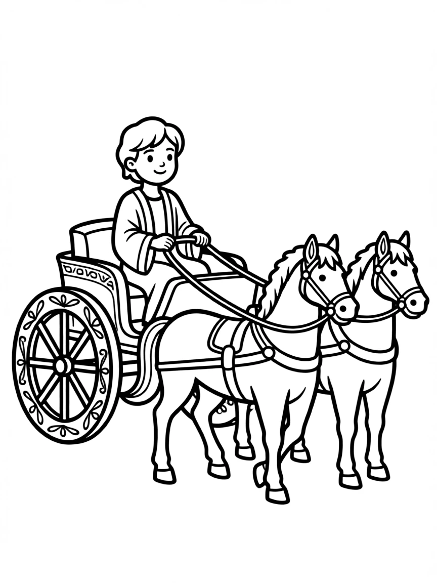 Joseph dressed in fine linen, riding in Pharaoh's chariot.