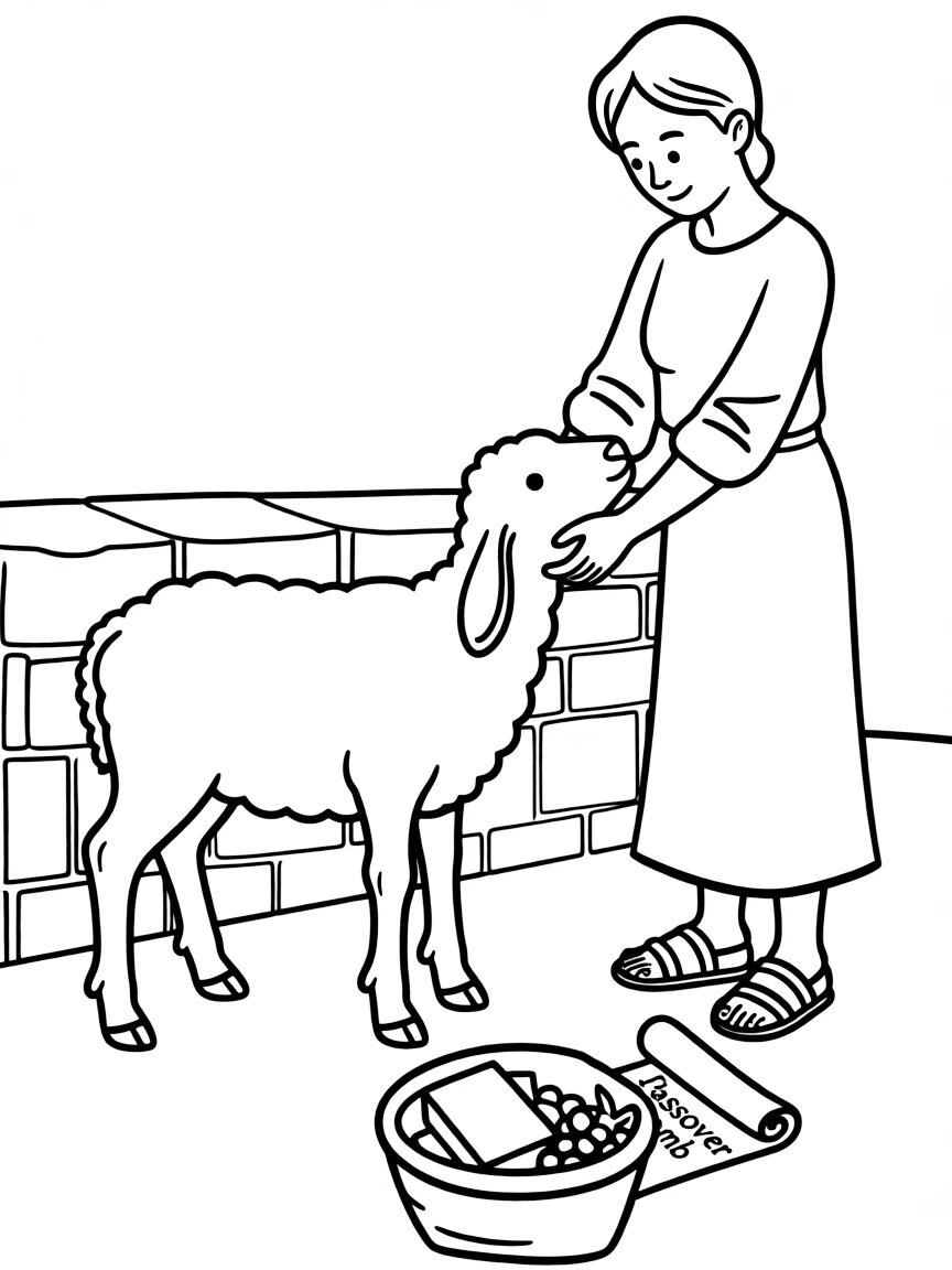 The Passover lamb being sacrificed.