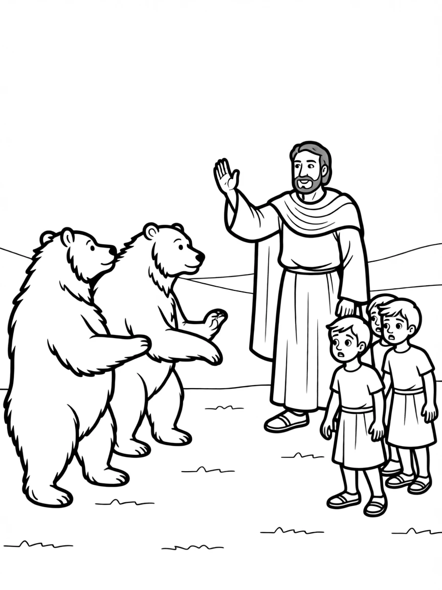 Elisha calling bears to punish the disrespectful youths.