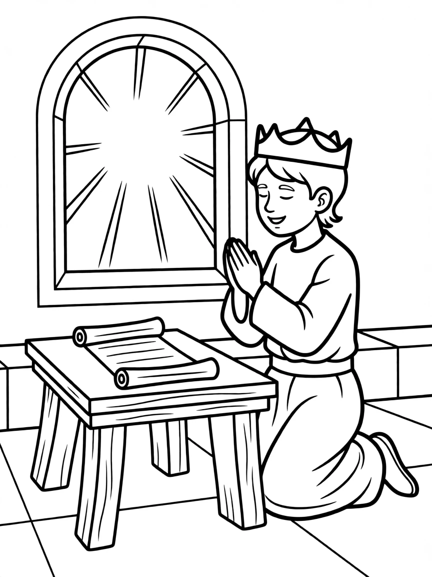 King Hezekiah praying to God when he receives the death sentence.