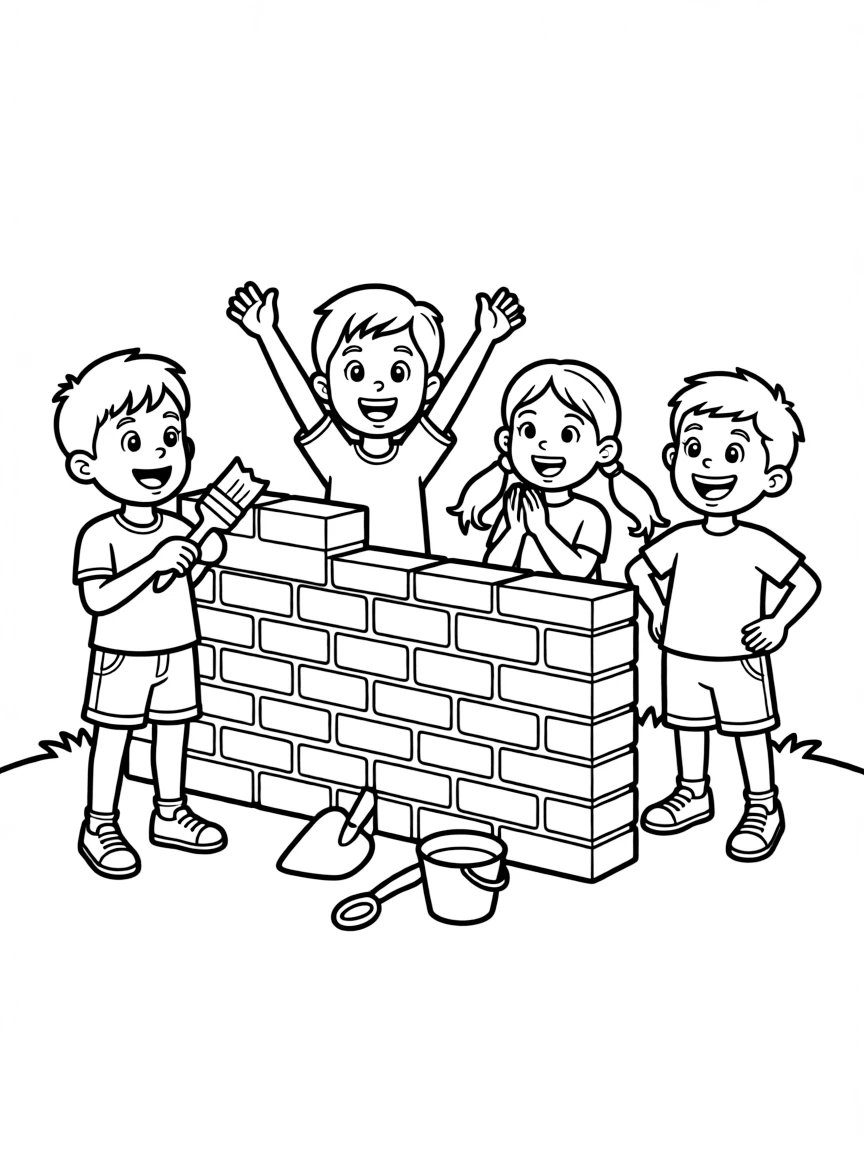 The people celebrating the completion of the wall with joy.