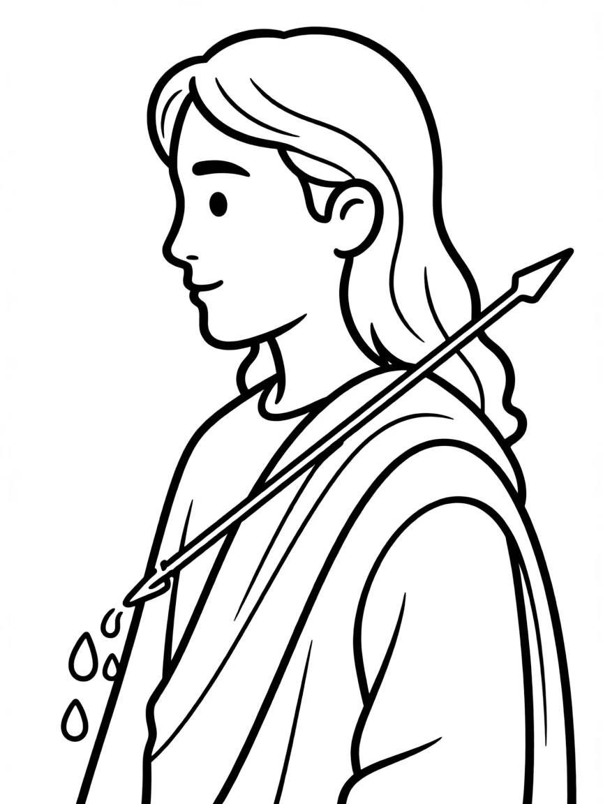 Jesus' side being pierced with a spear, and blood and water coming out.