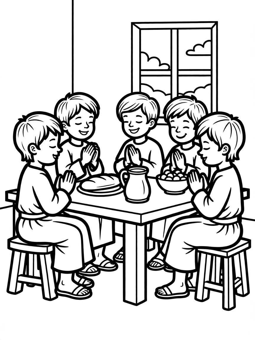 The early church sharing meals and praying together.